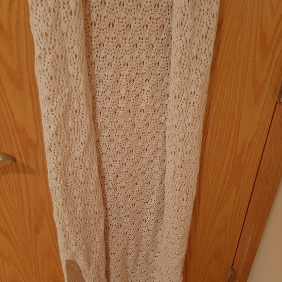 Freshman 1996 Boho Maxi Crochet Cardigan Open Sleeveless Cream Color Size XS NWT - Picture 12 of 16